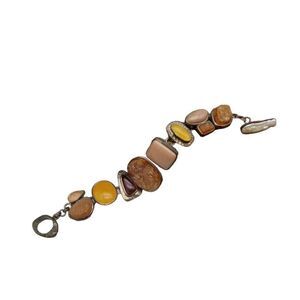 Whitney Kelly sterling silver 925 multi stone toggle bracelet signed